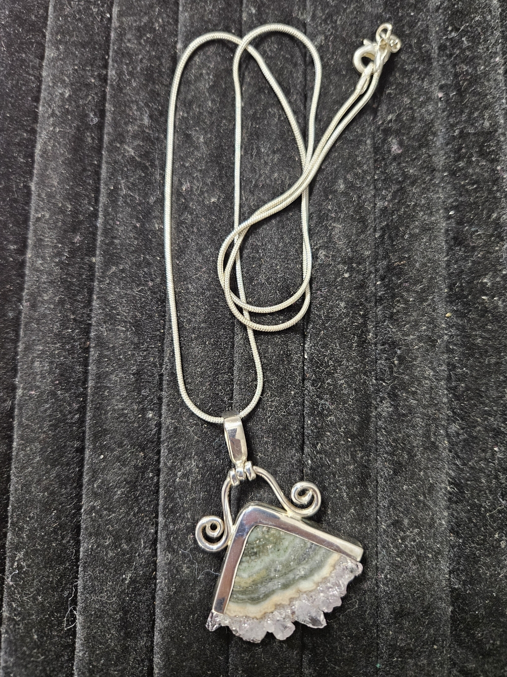925S Amethyst Slice Pendant Necklace
